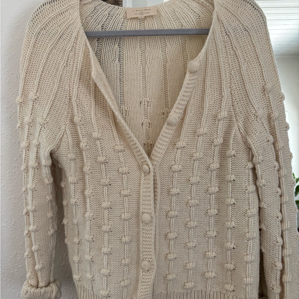 Sezane Cream Knit Women's Cardigan